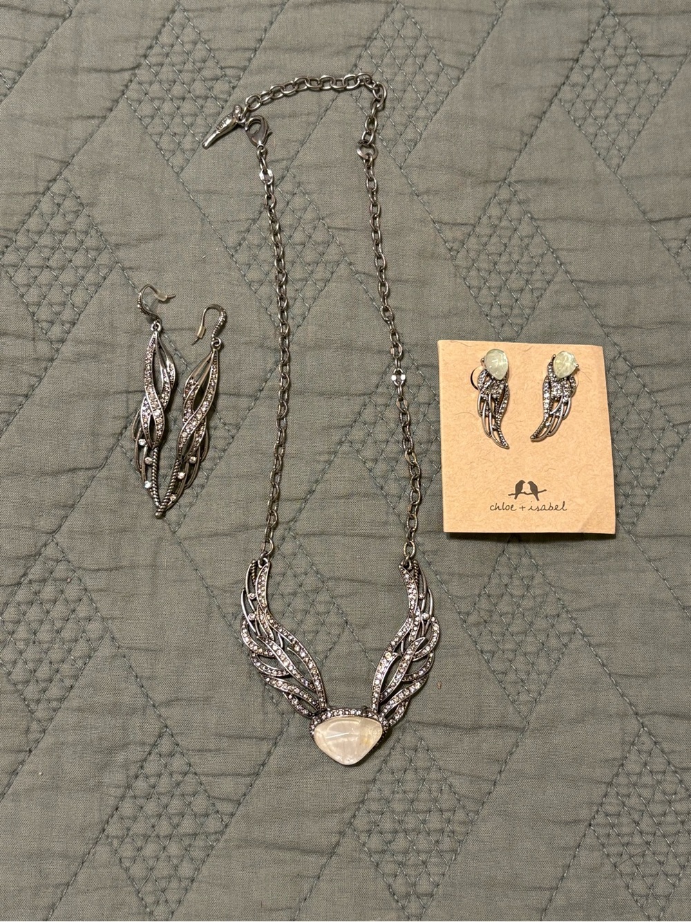Chloe + Isabel Silver-Tone Winged Necklace with Iridescent Pendant